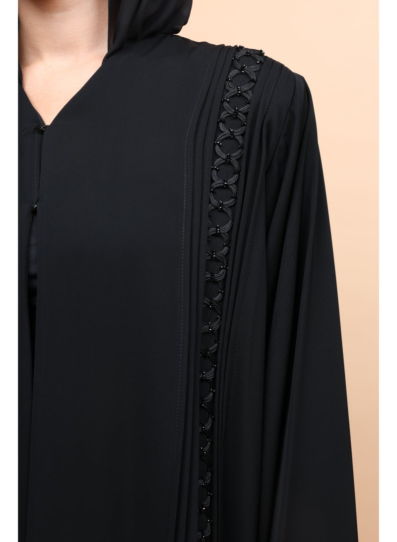 IKKXA Celestial Jet Open-Stitch Abaya - Image 3